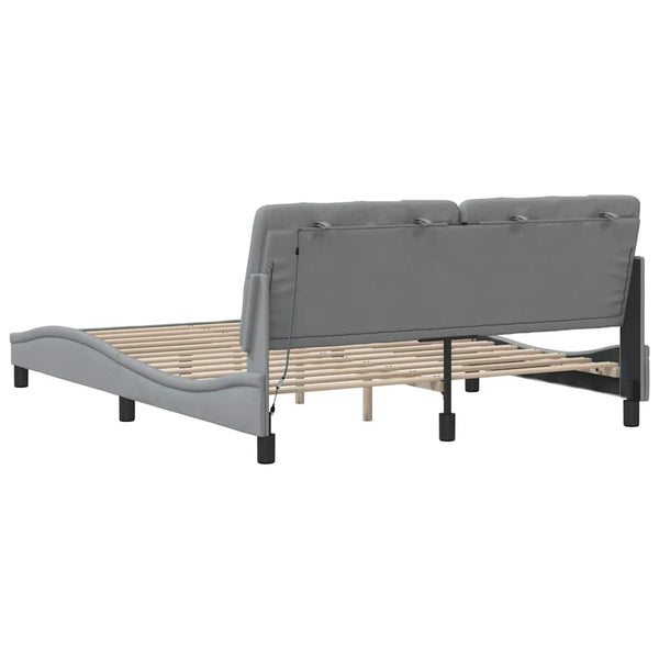 vidaXL LED Bed Frame without Mattress Light Grey 160x200 cm Fabric