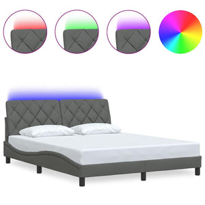 vidaXL LED Bed Frame without Mattress Dark Grey 160x200 cm Fabric