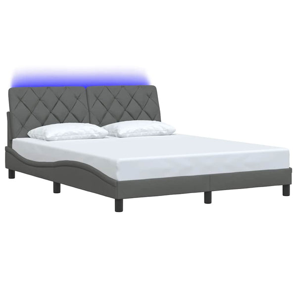 vidaXL LED Bed Frame without Mattress Dark Grey 160x200 cm Fabric