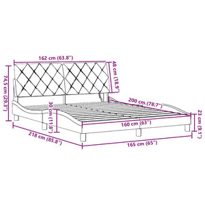 vidaXL LED Bed Frame without Mattress Dark Grey 160x200 cm Fabric