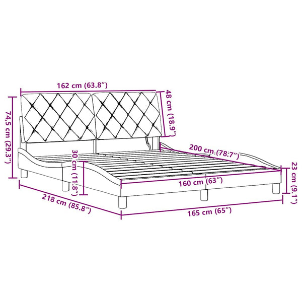 vidaXL LED Bed Frame without Mattress Dark Grey 160x200 cm Fabric
