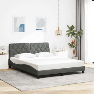 vidaXL LED Bed Frame without Mattress Dark Grey 160x200 cm Fabric