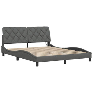 vidaXL LED Bed Frame without Mattress Dark Grey 160x200 cm Fabric