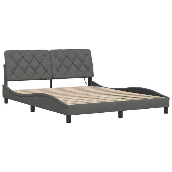 vidaXL LED Bed Frame without Mattress Dark Grey 160x200 cm Fabric