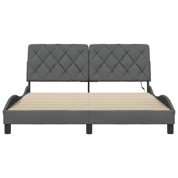 vidaXL LED Bed Frame without Mattress Dark Grey 160x200 cm Fabric
