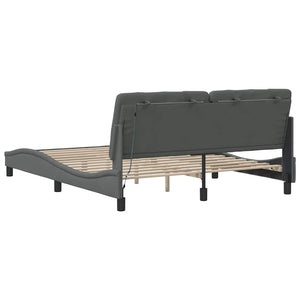 vidaXL LED Bed Frame without Mattress Dark Grey 160x200 cm Fabric