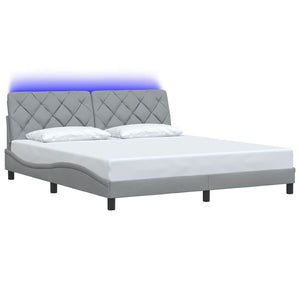 vidaXL LED Bed Frame without Mattress Light Grey 180x200 cm Fabric