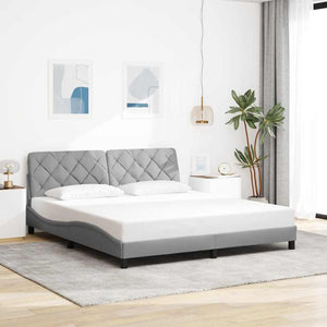 vidaXL LED Bed Frame without Mattress Light Grey 180x200 cm Fabric
