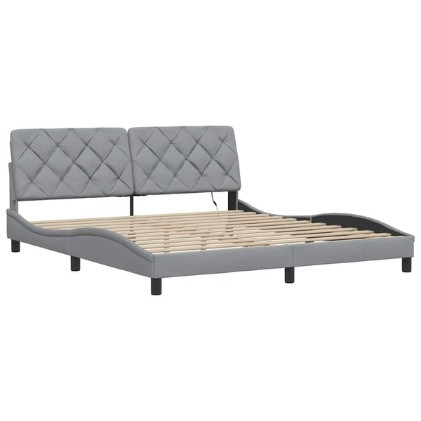 vidaXL LED Bed Frame without Mattress Light Grey 180x200 cm Fabric
