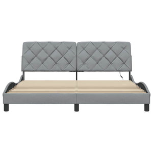 vidaXL LED Bed Frame without Mattress Light Grey 180x200 cm Fabric