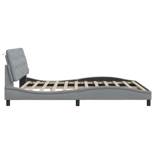 vidaXL LED Bed Frame without Mattress Light Grey 180x200 cm Fabric