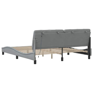 vidaXL LED Bed Frame without Mattress Light Grey 180x200 cm Fabric