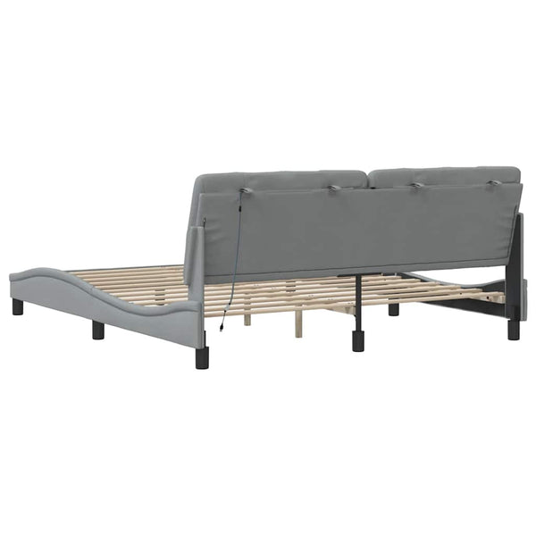 vidaXL LED Bed Frame without Mattress Light Grey 180x200 cm Fabric