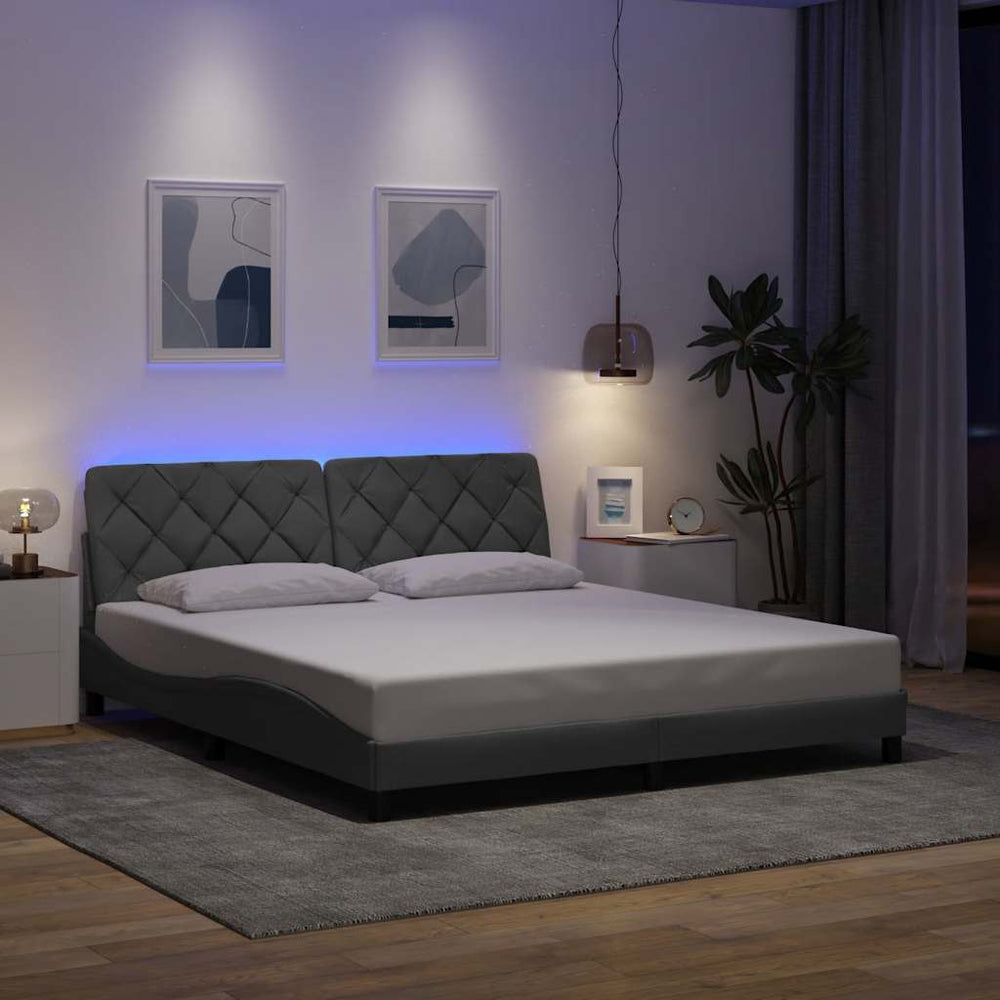 vidaXL LED Bed Frame without Mattress Light Grey 180x200 cm Fabric