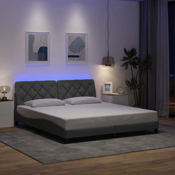 vidaXL LED Bed Frame without Mattress Light Grey 180x200 cm Fabric