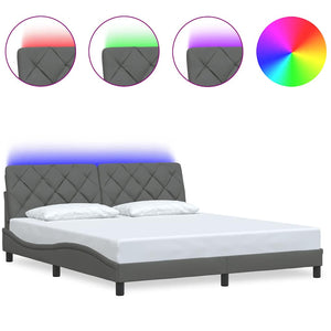 vidaXL LED Bed Frame without Mattress Dark Gray 180x200 cm Fabric
