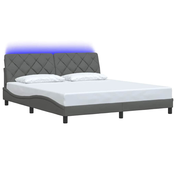 vidaXL LED Bed Frame without Mattress Dark Gray 180x200 cm Fabric