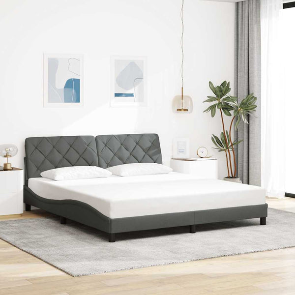 vidaXL LED Bed Frame without Mattress Dark Gray 180x200 cm Fabric
