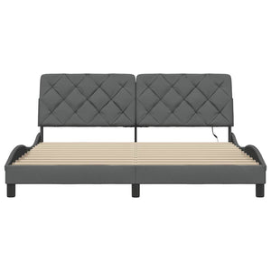 vidaXL LED Bed Frame without Mattress Dark Gray 180x200 cm Fabric
