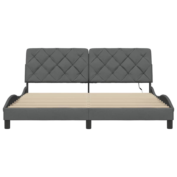 vidaXL LED Bed Frame without Mattress Dark Gray 180x200 cm Fabric