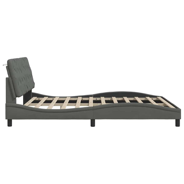 vidaXL LED Bed Frame without Mattress Dark Gray 180x200 cm Fabric
