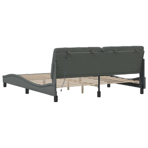 vidaXL LED Bed Frame without Mattress Dark Gray 180x200 cm Fabric