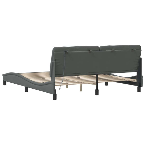 vidaXL LED Bed Frame without Mattress Dark Gray 180x200 cm Fabric