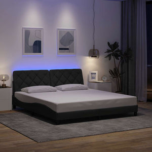 vidaXL LED Bed Frame without Mattress Dark Gray 180x200 cm Fabric