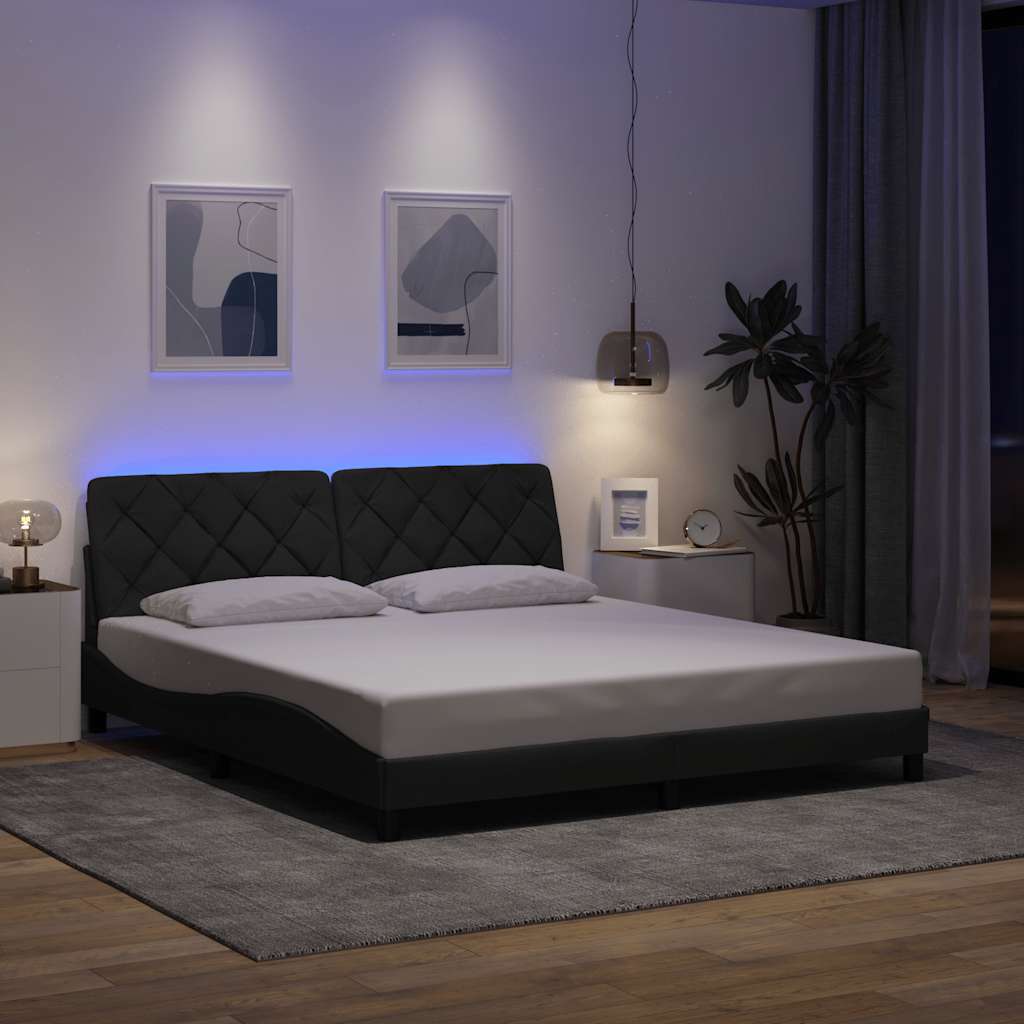 vidaXL LED Bed Frame without Mattress Dark Gray 180x200 cm Fabric