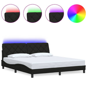 vidaXL LED Bed Frame without Mattress Black 180x200 cm Fabric