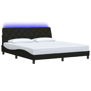 vidaXL LED Bed Frame without Mattress Black 180x200 cm Fabric