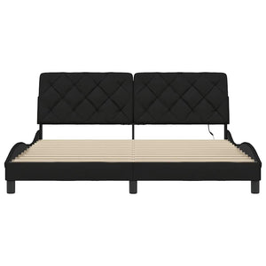 vidaXL LED Bed Frame without Mattress Black 180x200 cm Fabric