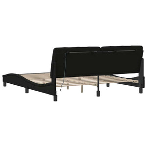 vidaXL LED Bed Frame without Mattress Black 180x200 cm Fabric