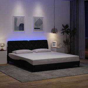 vidaXL LED Bed Frame without Mattress Black 180x200 cm Fabric