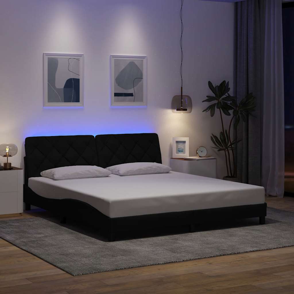 vidaXL LED Bed Frame without Mattress Black 180x200 cm Fabric