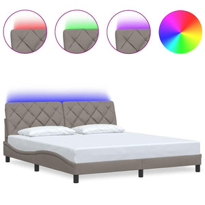 vidaXL LED Bed Frame without Mattress Taupe 180x200 cm Fabric