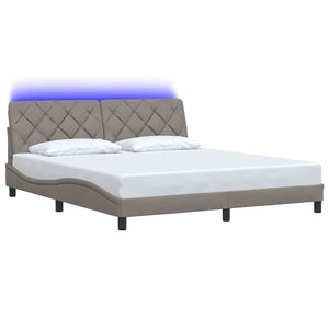 vidaXL LED Bed Frame without Mattress Taupe 180x200 cm Fabric