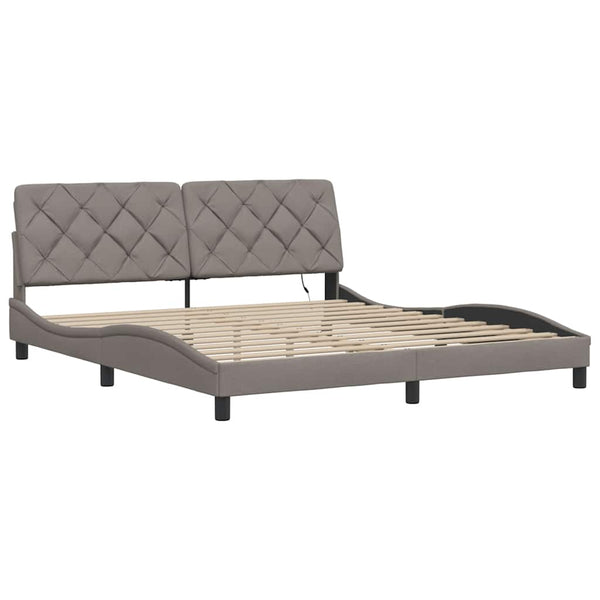 vidaXL LED Bed Frame without Mattress Taupe 180x200 cm Fabric