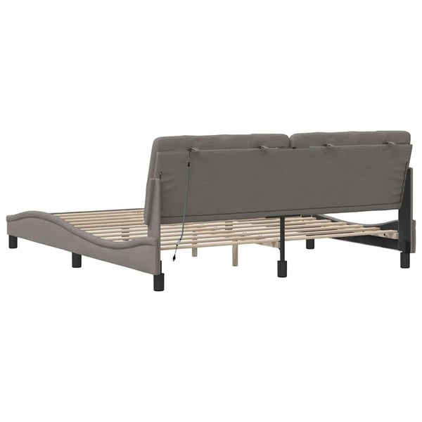 vidaXL LED Bed Frame without Mattress Taupe 180x200 cm Fabric