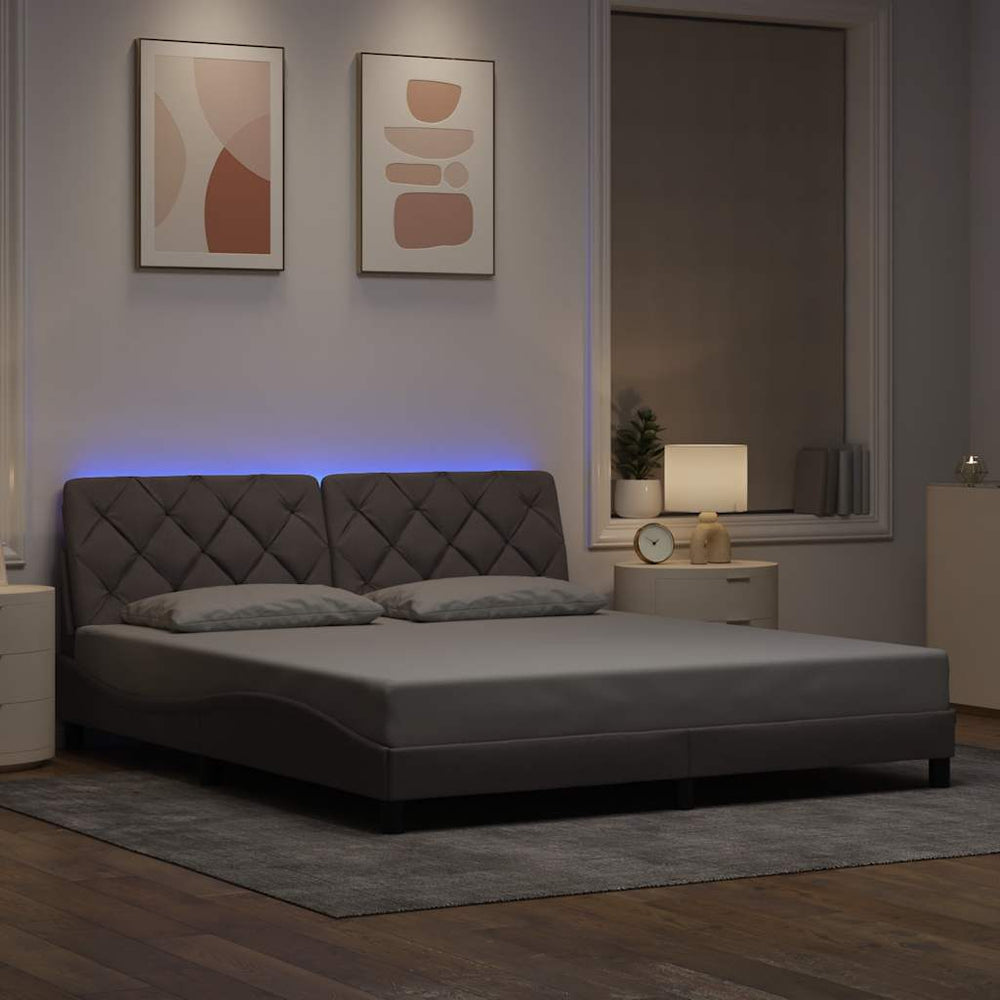 vidaXL LED Bed Frame without Mattress Taupe 180x200 cm Fabric