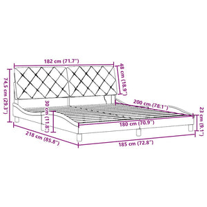 vidaXL LED Bed Frame without Mattress Cream 180x200 cm Fabric
