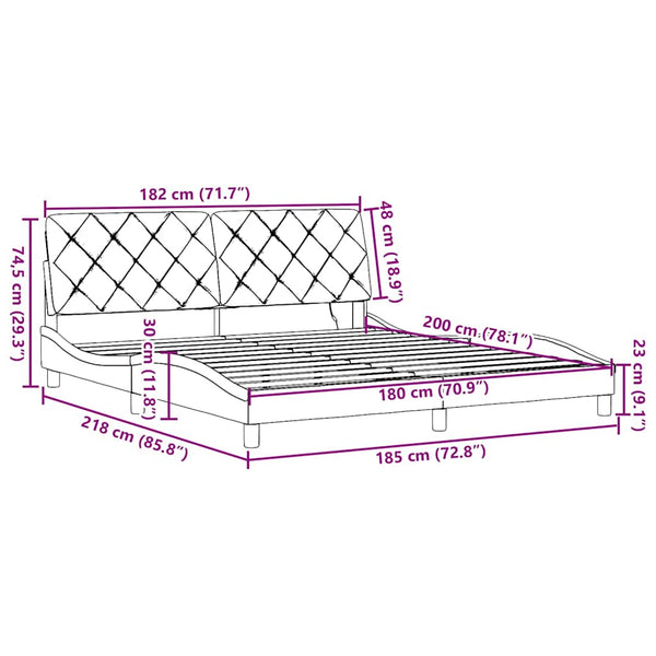 vidaXL LED Bed Frame without Mattress Cream 180x200 cm Fabric