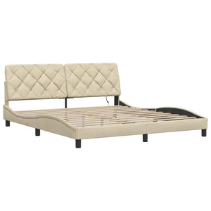 vidaXL LED Bed Frame without Mattress Cream 180x200 cm Fabric