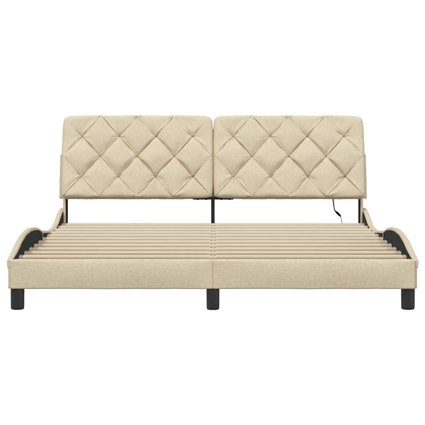 vidaXL LED Bed Frame without Mattress Cream 180x200 cm Fabric