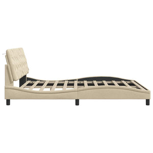 vidaXL LED Bed Frame without Mattress Cream 180x200 cm Fabric