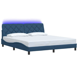vidaXL LED Bed Frame without Mattress Blue 180x200 cm Fabric