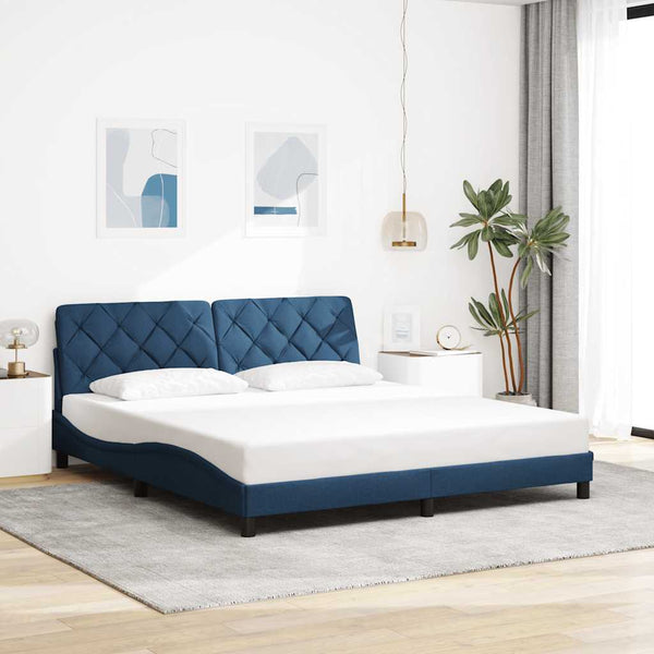vidaXL LED Bed Frame without Mattress Blue 180x200 cm Fabric