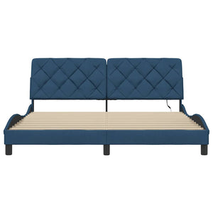 vidaXL LED Bed Frame without Mattress Blue 180x200 cm Fabric