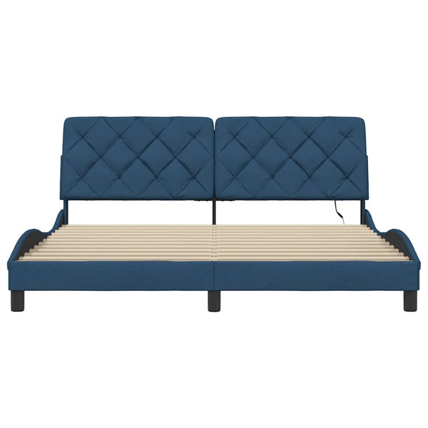 vidaXL LED Bed Frame without Mattress Blue 180x200 cm Fabric