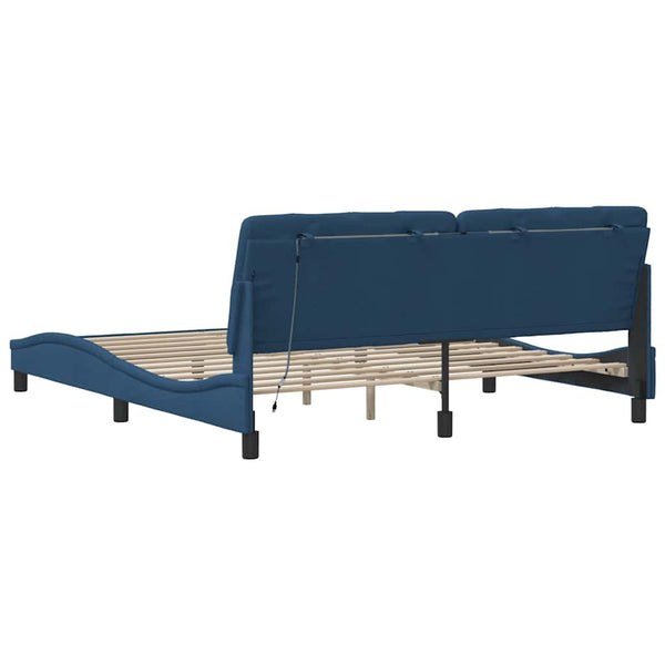 vidaXL LED Bed Frame without Mattress Blue 180x200 cm Fabric